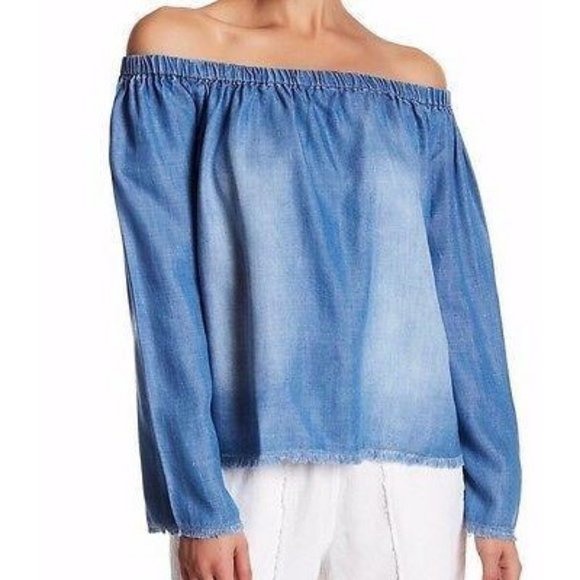 NWOT Cloth &  Stone Chambray Top Off the Should - Picture 4 of 10